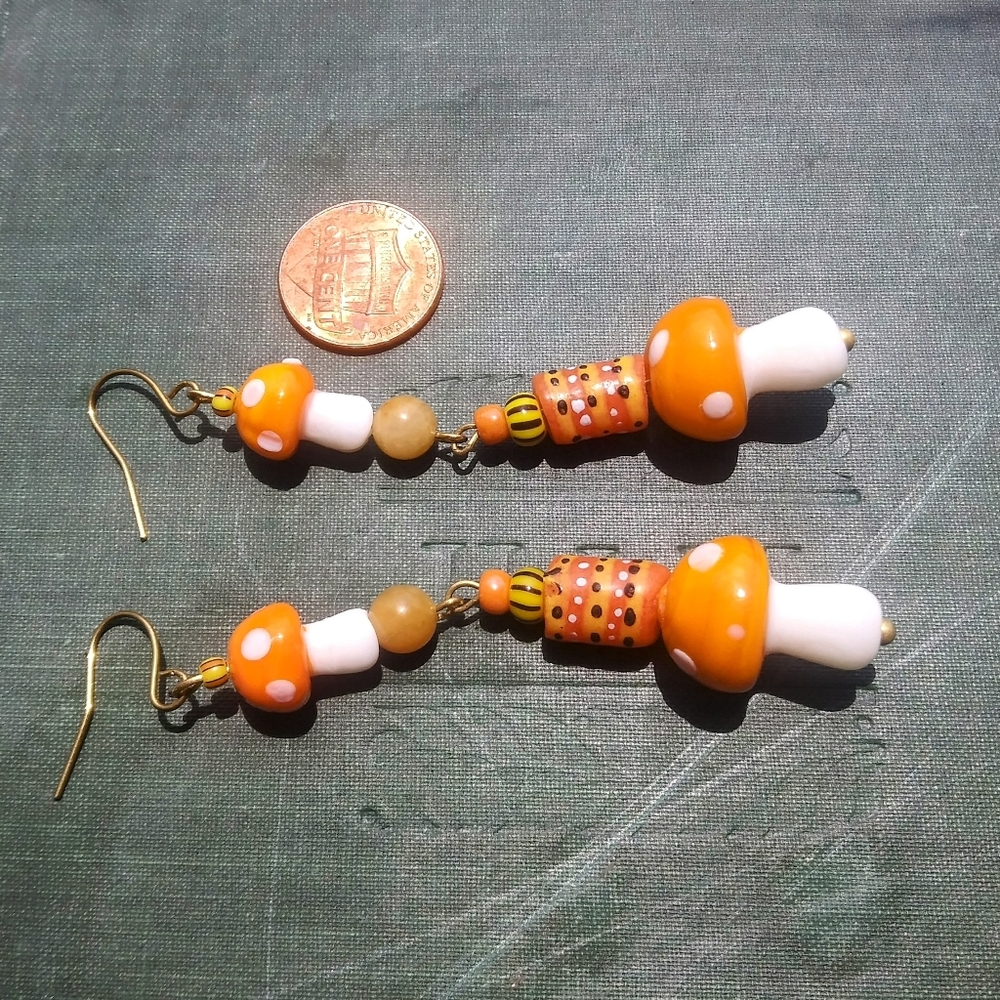 'Mushaboom' Orange Earrings - Picture 2 of 2